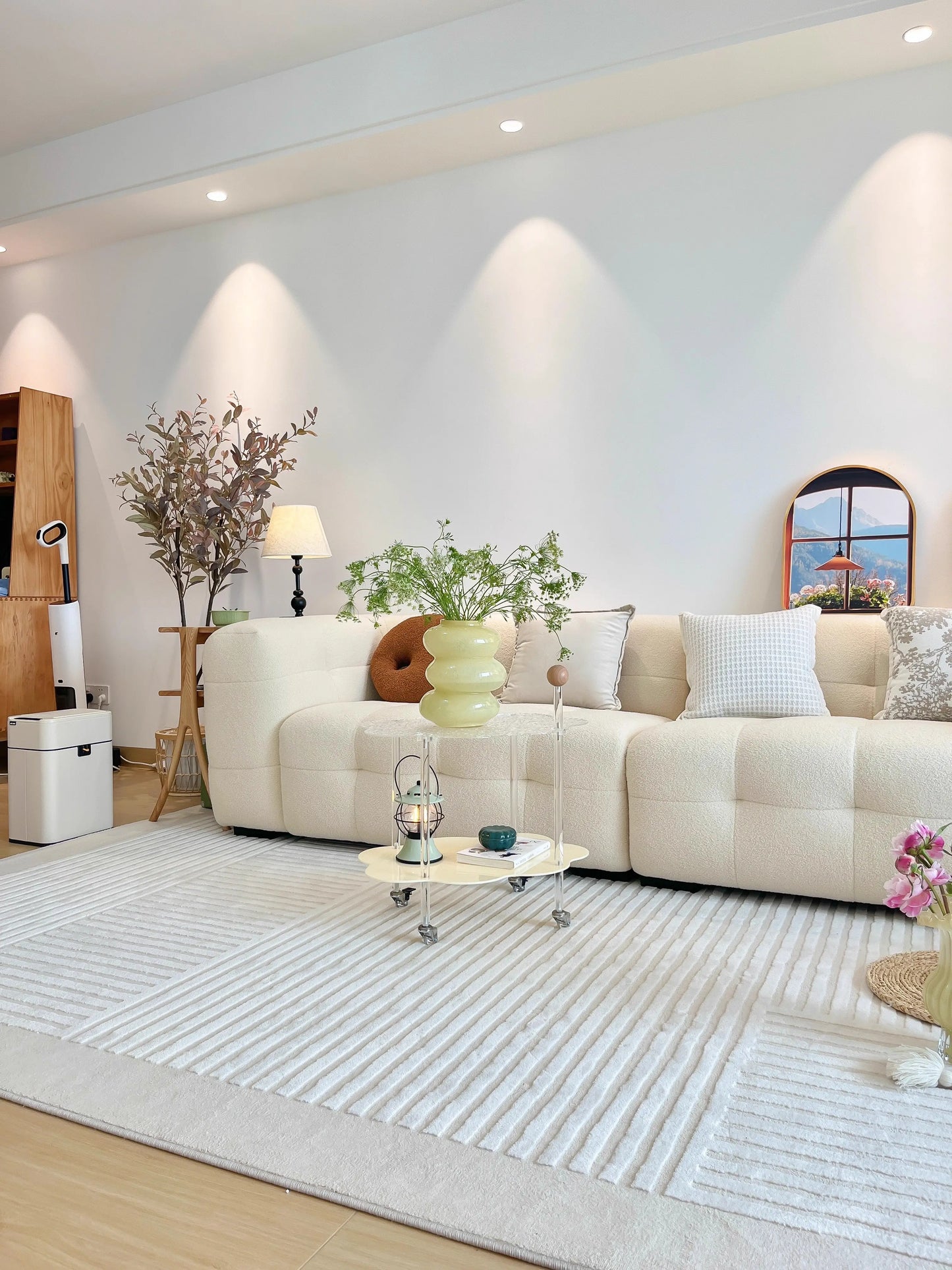 Modern Neutral Large Carpet Soft Beige and Warm Grey Cream Thick Style Living Room Outdoor Rug Decor