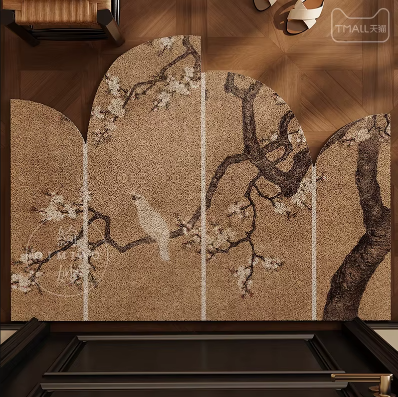Entrance Door Mat, Irregular Loop Carpet, Retro Foyer Anti-slip Pad, Large Entrance Door Mud Mat