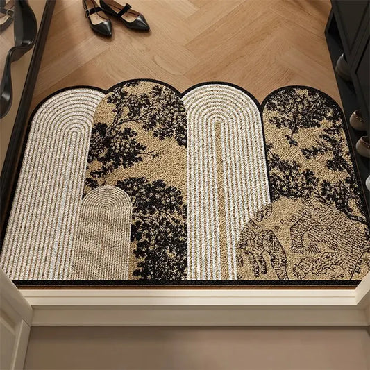 Entrance Door Mat, Irregular Loop Carpet, Retro Foyer Anti-slip Pad, Large Entrance Door Mud Mat