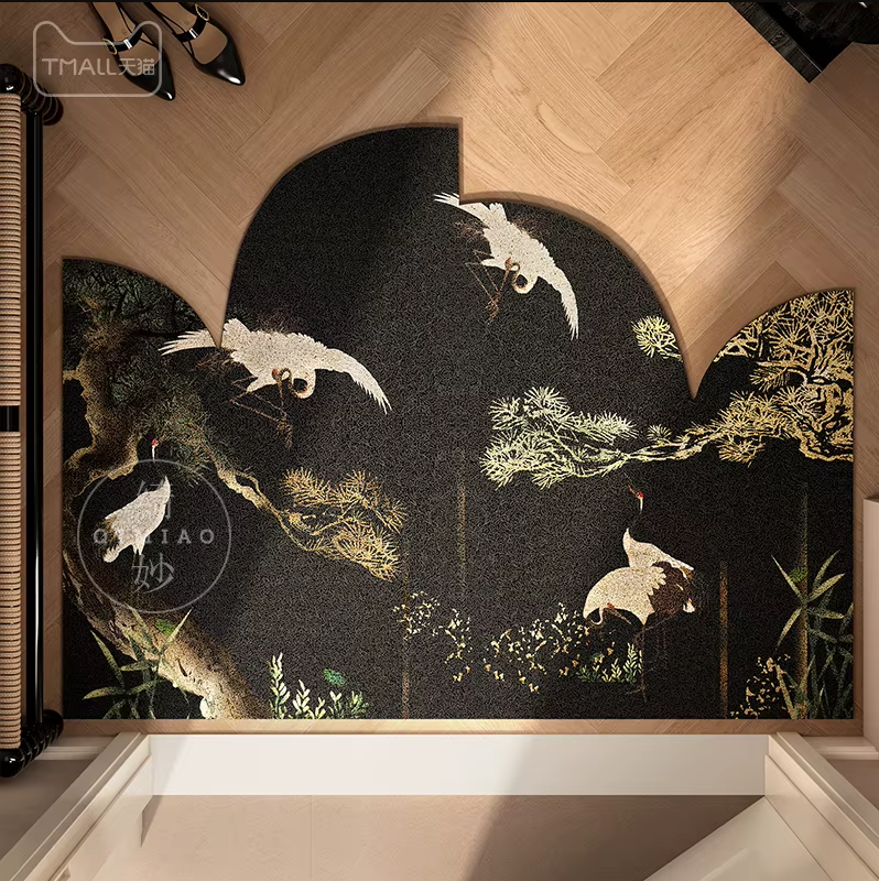 Entrance Door Mat, Irregular Loop Carpet, Retro Foyer Anti-slip Pad, Large Entrance Door Mud Mat