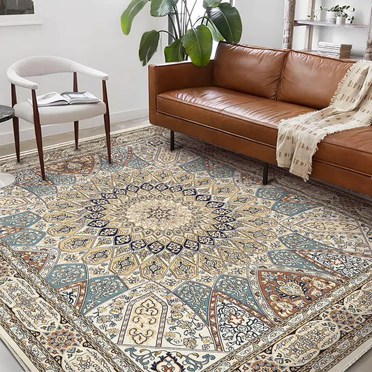 Vintage Living Room Area Rug Large Soft Water Wash Carpet Bedroom-Interior Floor Washable Rug Home Office House Carpet