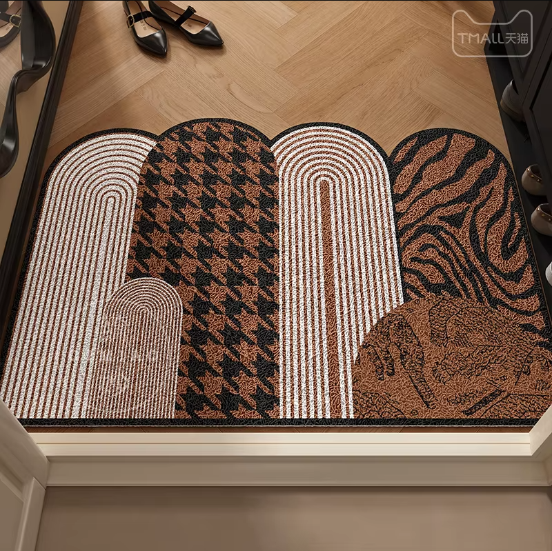 Entrance Door Mat, Irregular Loop Carpet, Retro Foyer Anti-slip Pad, Large Entrance Door Mud Mat