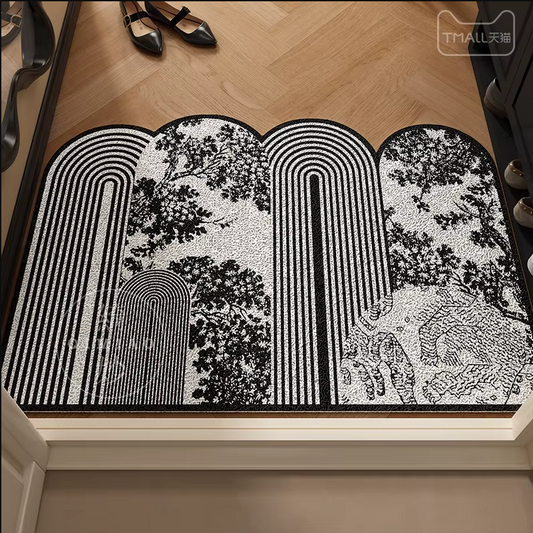 Entrance Door Mat, Irregular Loop Carpet, Retro Foyer Anti-slip Pad, Large Entrance Door Mud Mat