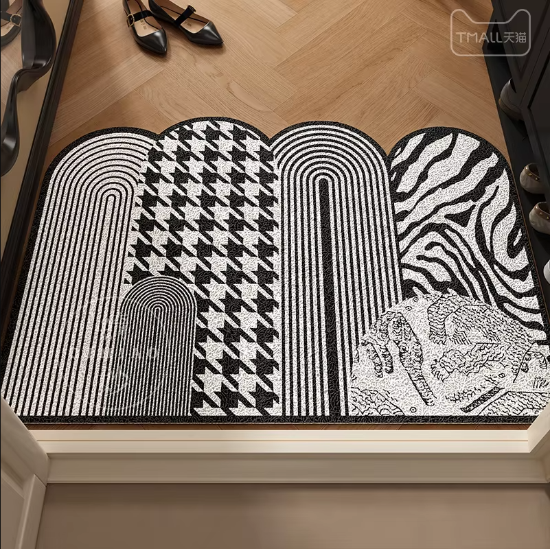 Entrance Door Mat, Irregular Loop Carpet, Retro Foyer Anti-slip Pad, Large Entrance Door Mud Mat